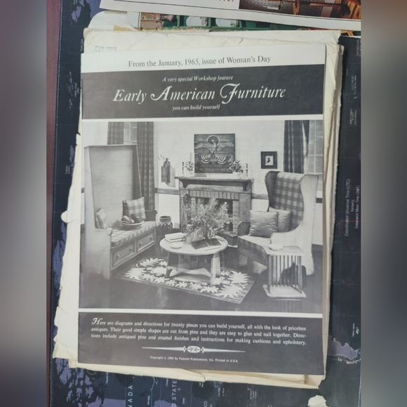 January 1965 Early American Furniture Patterns Uncut, WOMAN'S DAY MAGAZINE - Picture 1 of 7
